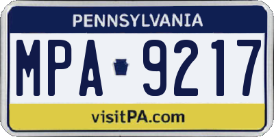PA license plate MPA9217
