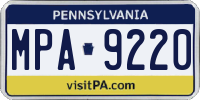PA license plate MPA9220