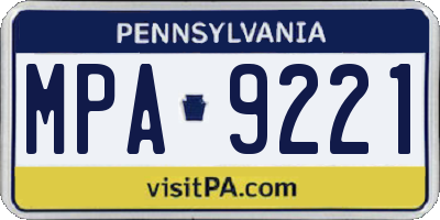 PA license plate MPA9221