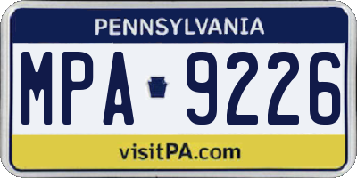 PA license plate MPA9226