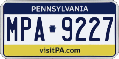 PA license plate MPA9227
