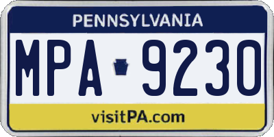 PA license plate MPA9230