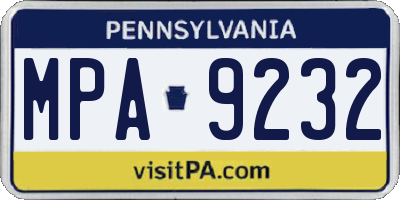 PA license plate MPA9232