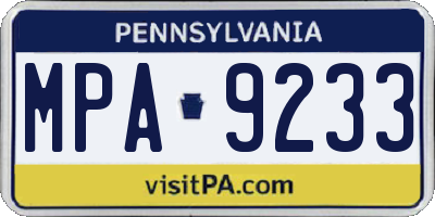 PA license plate MPA9233