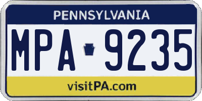 PA license plate MPA9235