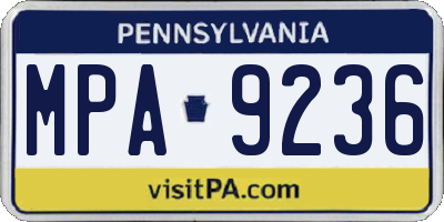 PA license plate MPA9236
