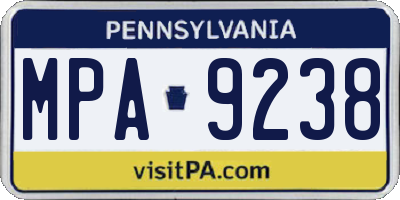 PA license plate MPA9238