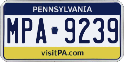 PA license plate MPA9239