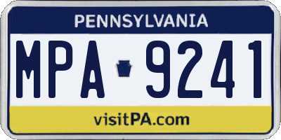 PA license plate MPA9241