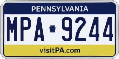 PA license plate MPA9244