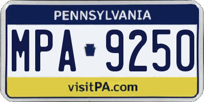 PA license plate MPA9250