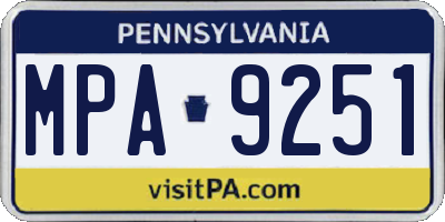 PA license plate MPA9251