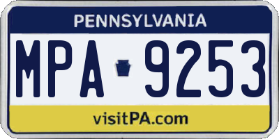 PA license plate MPA9253
