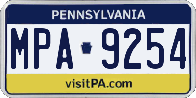 PA license plate MPA9254