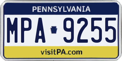 PA license plate MPA9255
