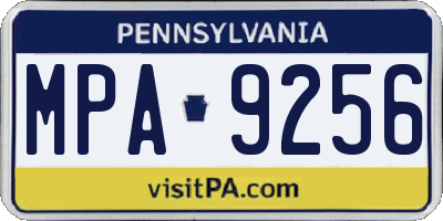 PA license plate MPA9256