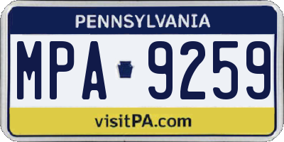 PA license plate MPA9259