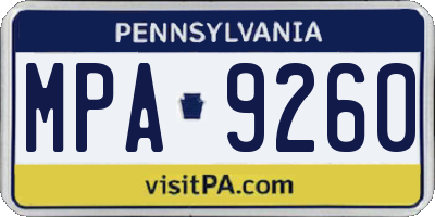 PA license plate MPA9260