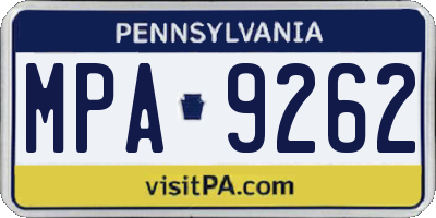 PA license plate MPA9262