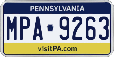 PA license plate MPA9263