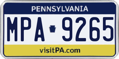 PA license plate MPA9265