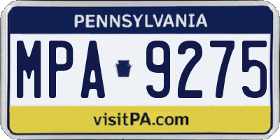 PA license plate MPA9275