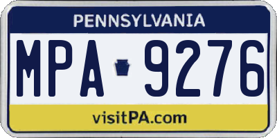 PA license plate MPA9276