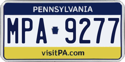 PA license plate MPA9277