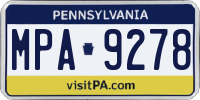 PA license plate MPA9278