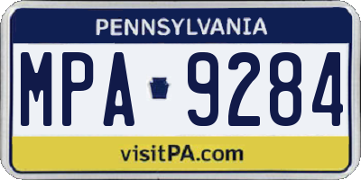 PA license plate MPA9284
