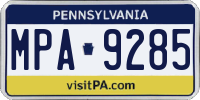 PA license plate MPA9285