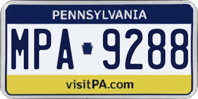 PA license plate MPA9288