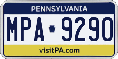 PA license plate MPA9290