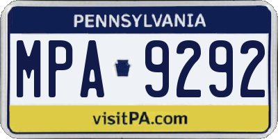PA license plate MPA9292