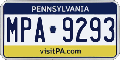 PA license plate MPA9293