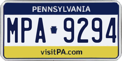 PA license plate MPA9294