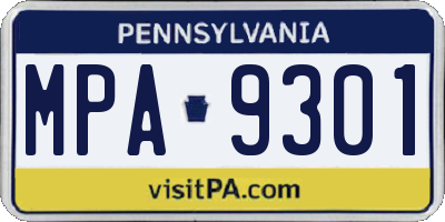 PA license plate MPA9301