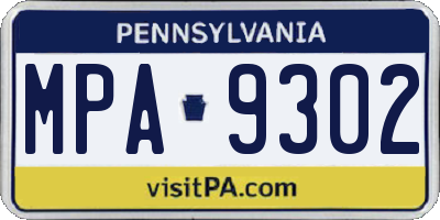 PA license plate MPA9302