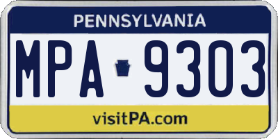 PA license plate MPA9303