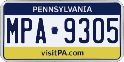 PA license plate MPA9305