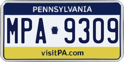 PA license plate MPA9309