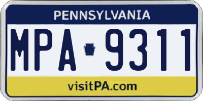 PA license plate MPA9311