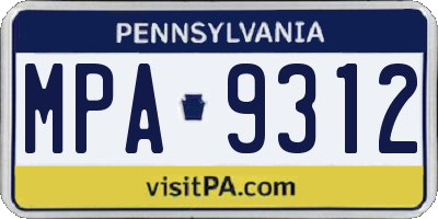 PA license plate MPA9312