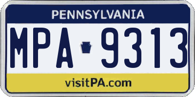PA license plate MPA9313