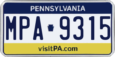 PA license plate MPA9315