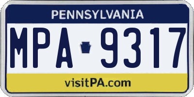 PA license plate MPA9317