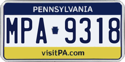 PA license plate MPA9318