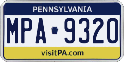 PA license plate MPA9320