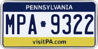 PA license plate MPA9322