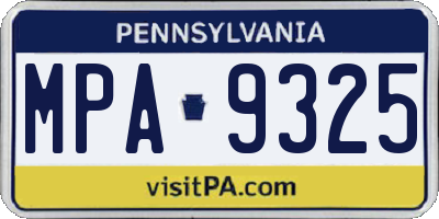 PA license plate MPA9325